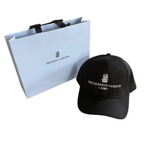 The Nile Ritz Carlton Cairo Black Cap and Shopping Bag